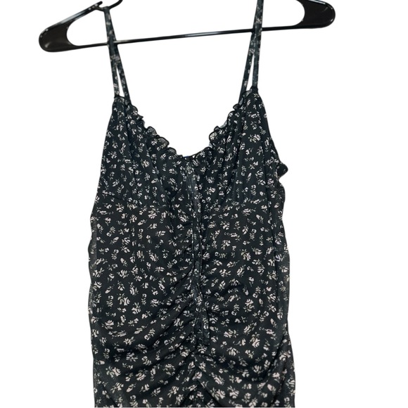 Divided Black Floral Mini Dress - Picture 6 of 8
